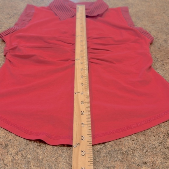 Pilcro Varsity Polo Top Size Small Pink Sleeveless Partial Button Up Pullover - Picture 14 of 15